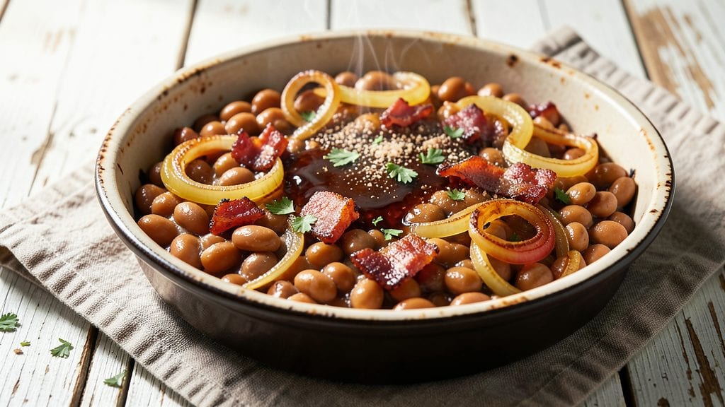 Bush's Grillin Beans Baked Beans Recipe: Molasses-Kissed Sweetness and Crispy Onion Crown