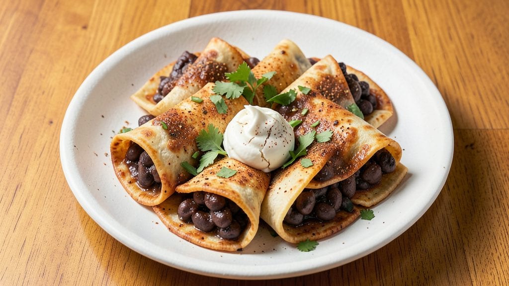 Black Bean Roll-Ups Max And Erma's Recipe: Crispy Tortilla Wraps With Creamy Black Bean Magic