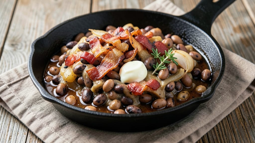 Brisket Beans Recipe: Smoky Molasses-Kissed Beans With Crispy Bacon Bits