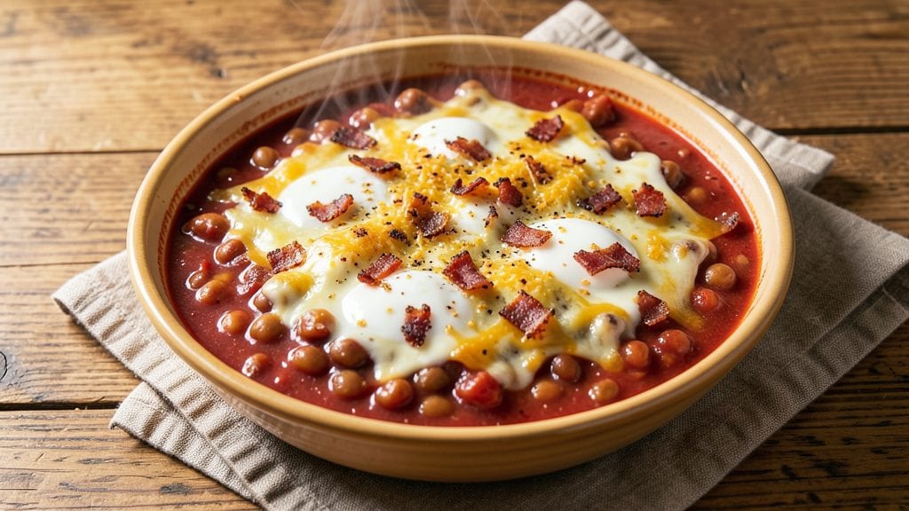 Campbell's Bean Casserole Recipe: Cheesy Bacon Crunch Over Creamy Tomato Base