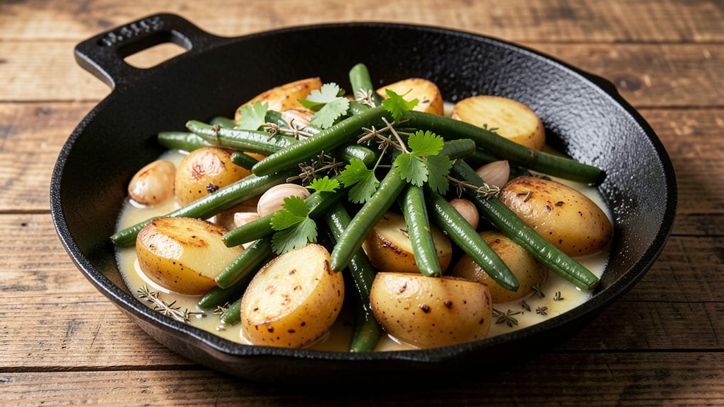 Canned Green Beans and Potatoes Recipe: One-Pot Garlic-Herb Crisp-Top Side
