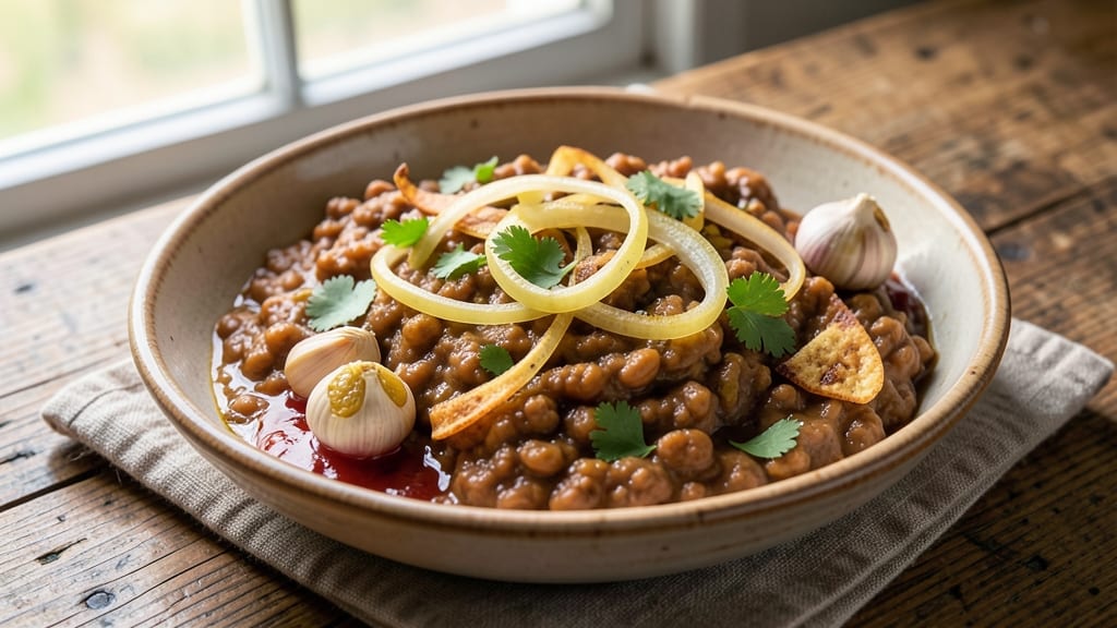 Copycat Refried Beans Recipe: Smoky Bacon Crunch Over Velvety Tomato Base