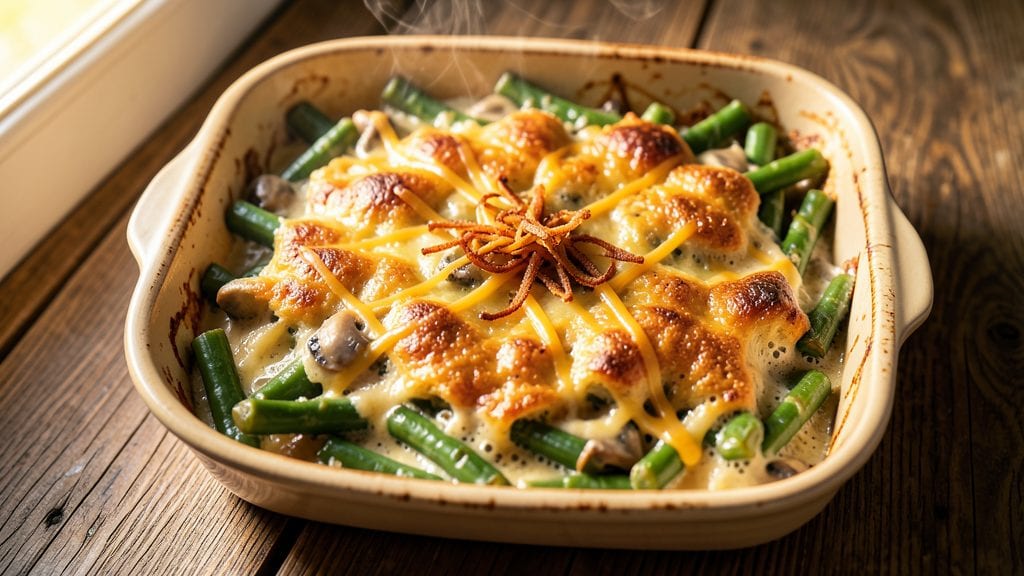 Cracker Barrel Green Bean Casserole Copycat Recipe: Crispy Top, Creamy Mushroom Bliss in One Dish