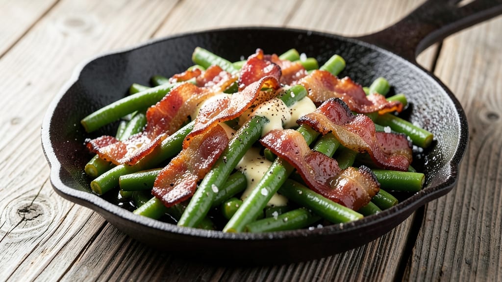 Southern Style Green Beans With Bacon Recipe: Smoky Bacon Crunch and Garlicky Freshness